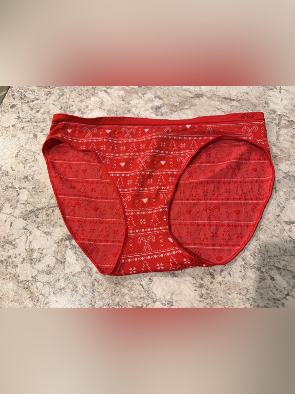 VS PINK CHRISTMAS PANTY Large Seamless Bikini NWT